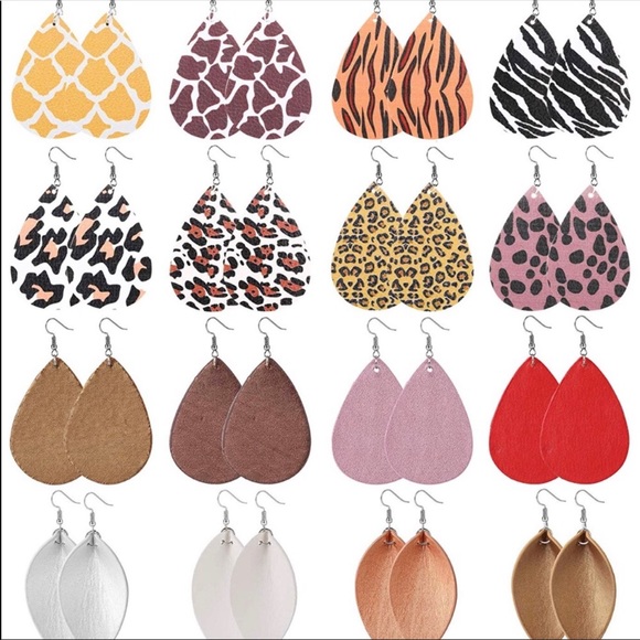 Handmade Faux Leather Earrings - Picture 1 of 7